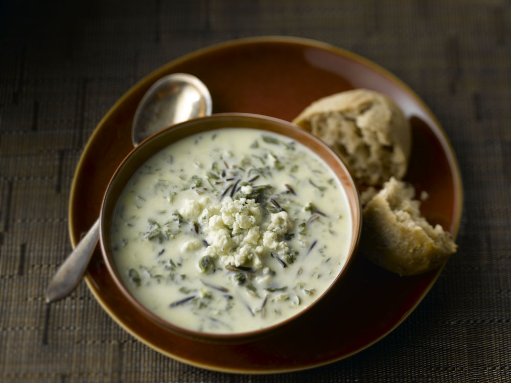 Spinach & Blue Cheese Wild Rice Soup